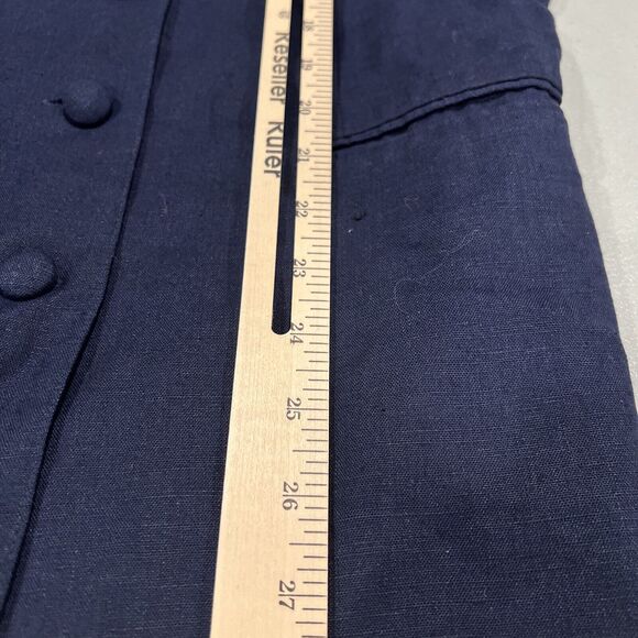 Ellen Figg Top Women 10 Blue Flax‎ Button Front Vintage Shoulder Pads - Picture 8 of 12